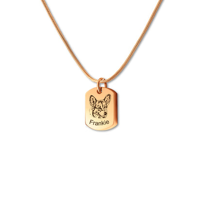 Custom Pet Portrait Dog Tag Memorial Necklace