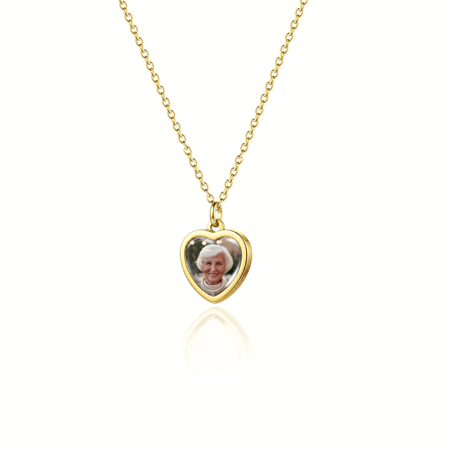Personalized Heart Photo Pendant Necklace with Glass Dome Cab