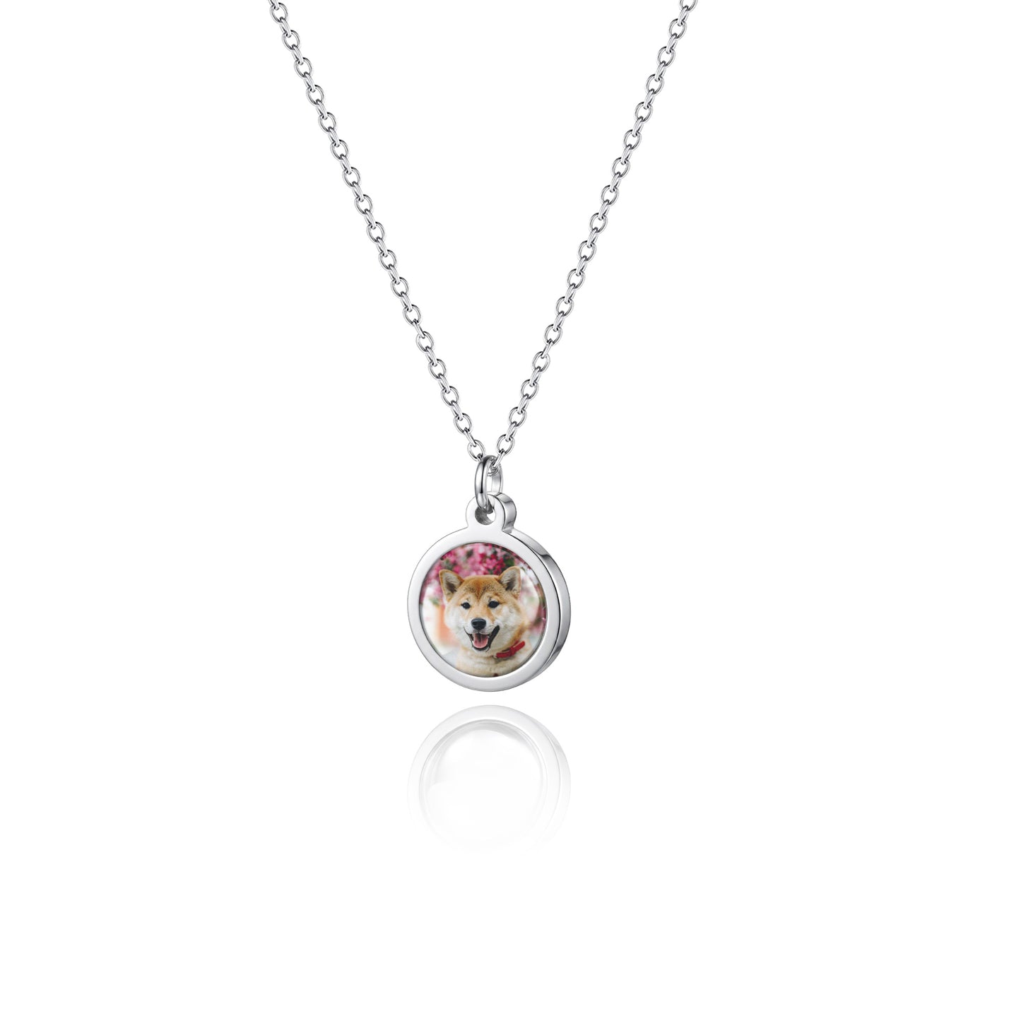 Personalized Round Photo Pendant Necklace with Glass Dome Cab