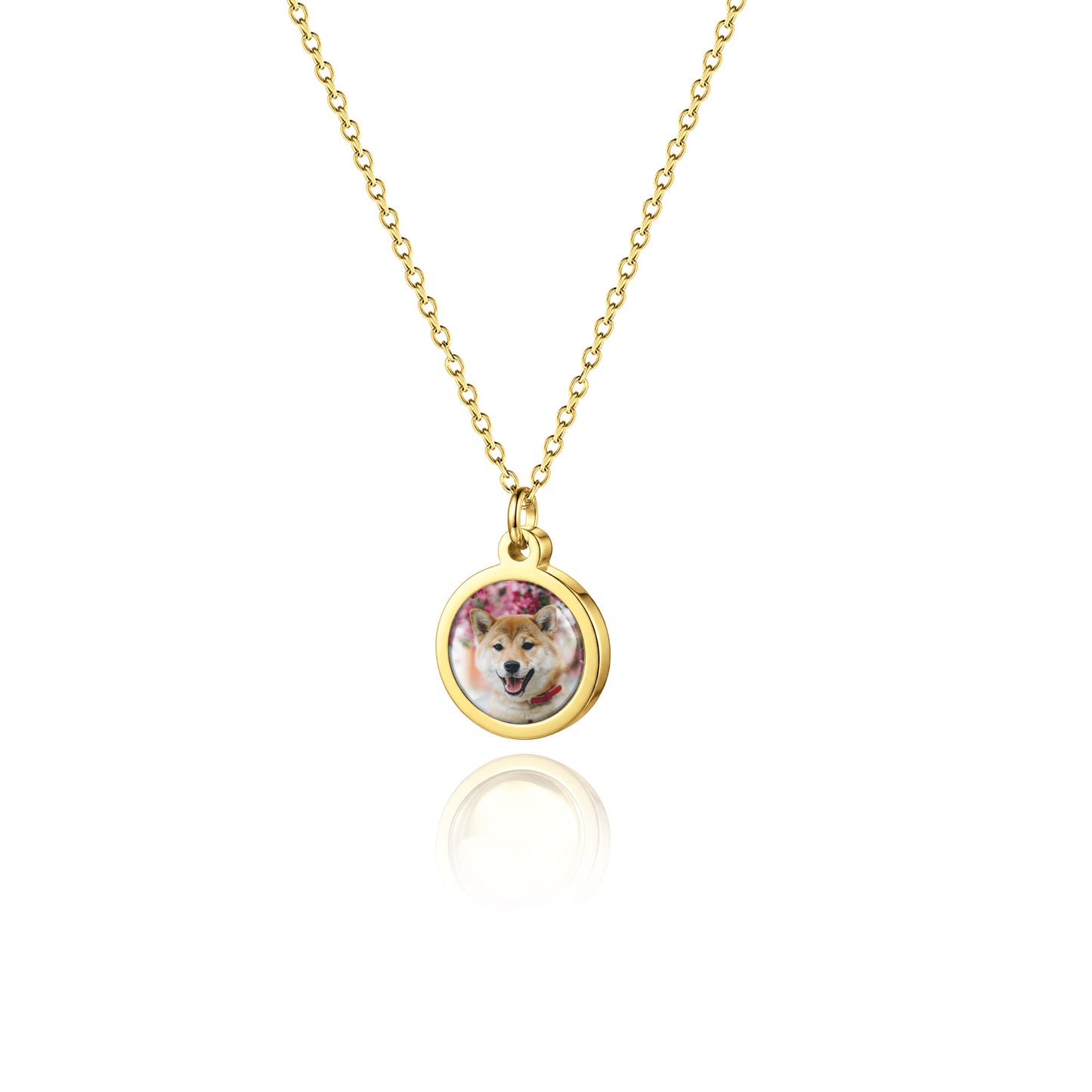 Personalized Round Photo Pendant Necklace with Glass Dome Cab