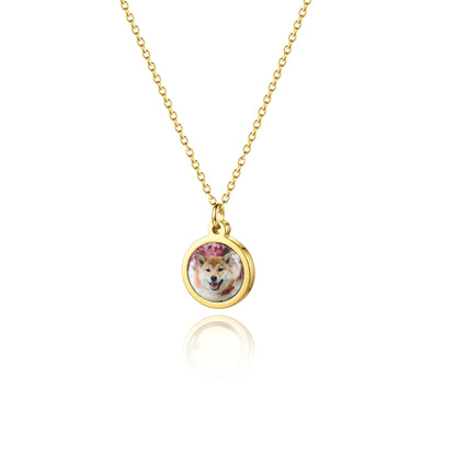 Personalized Round Photo Pendant Necklace with Glass Dome Cab