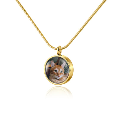Round Memorial Ashes Holder Necklace with Photo
