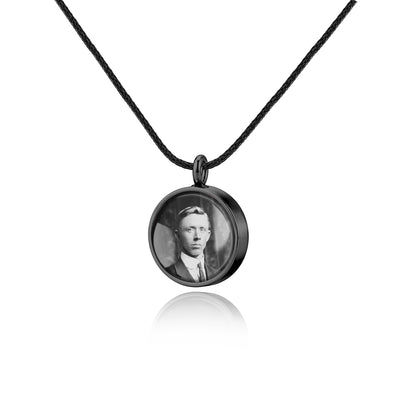 Round Memorial Ashes Holder Necklace with Photo