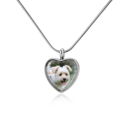 Heart Pet Memorial Ashes Holder Necklace with Photo