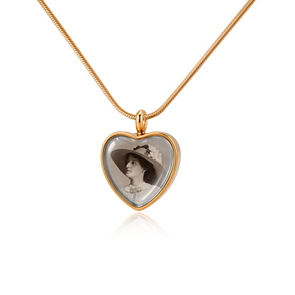 Heart Pet Memorial Ashes Holder Necklace with Photo