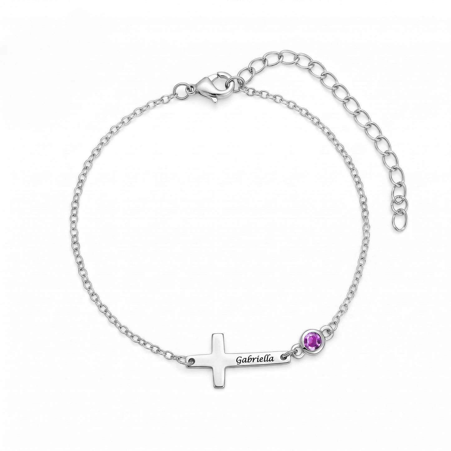 Custom Cross Birthstone Bracelet