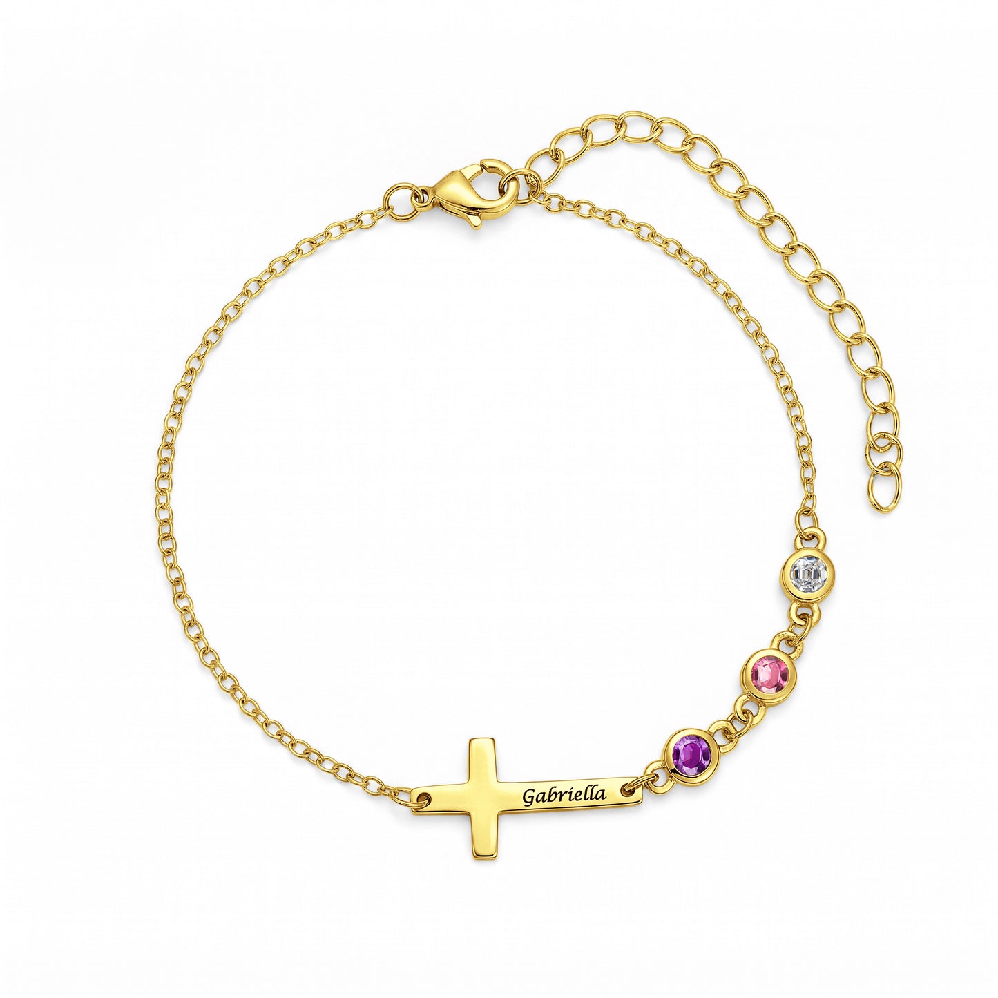 Custom Cross Birthstone Bracelet