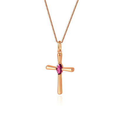 Personalized Birthstone Cross Necklace