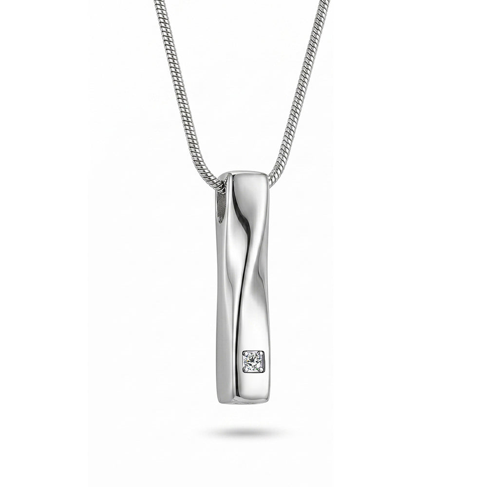 Crystal Birthstone Twisted Bar Memorial Necklace