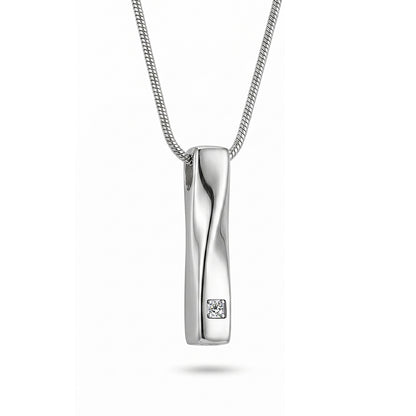 Crystal Birthstone Twisted Bar Memorial Necklace