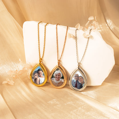 Teardrop Photo Locket Necklace