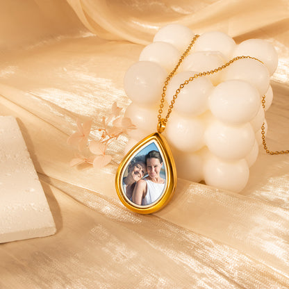 Teardrop Photo Locket Necklace