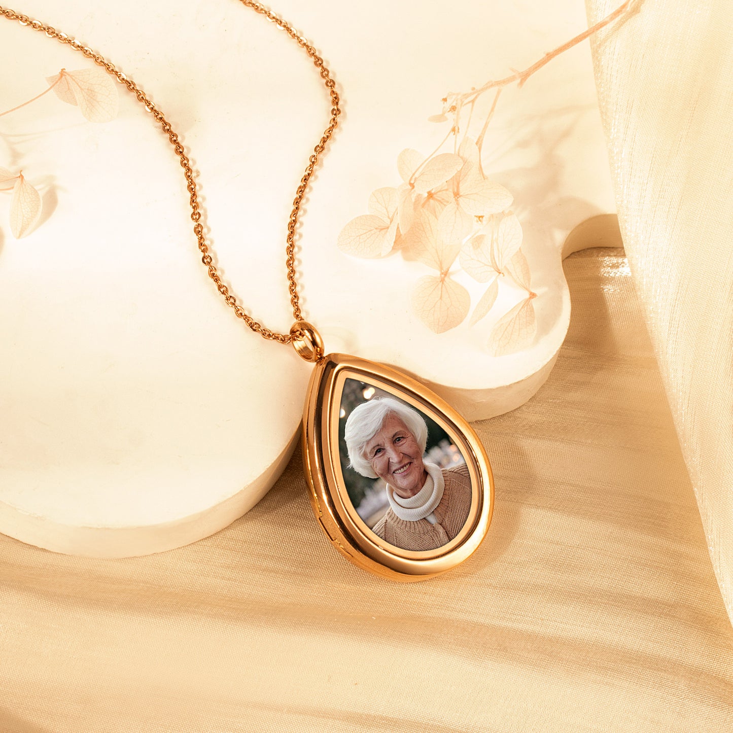 Teardrop Photo Locket Necklace