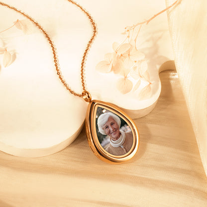 Teardrop Photo Locket Necklace