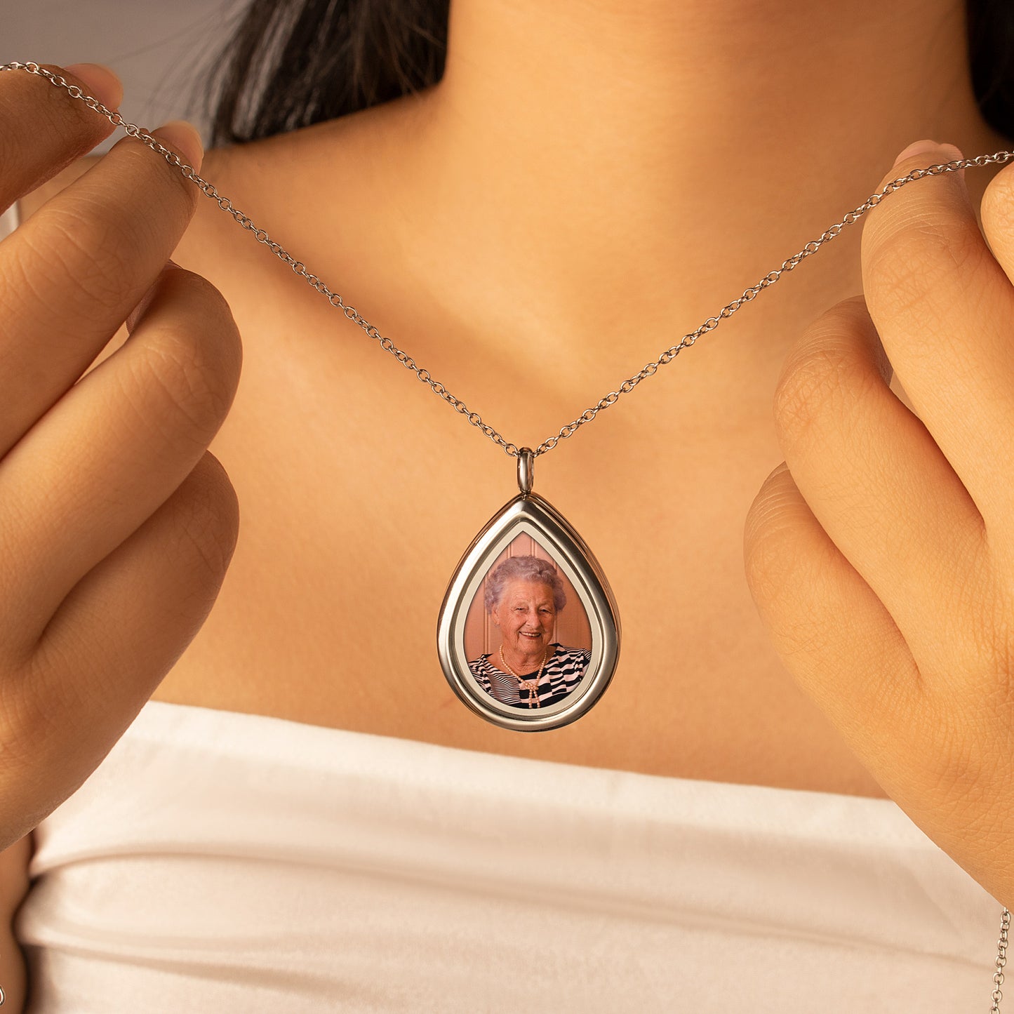 Teardrop Photo Locket Necklace