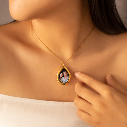 Teardrop Photo Locket Necklace