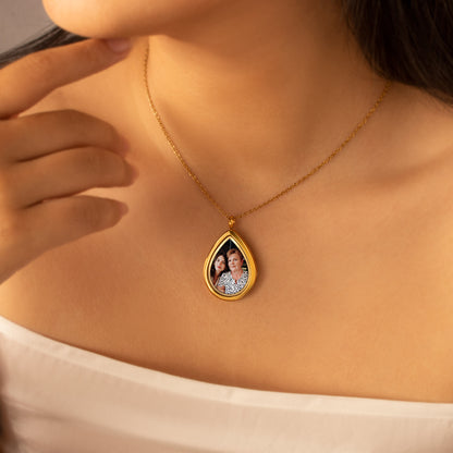 Teardrop Photo Locket Necklace