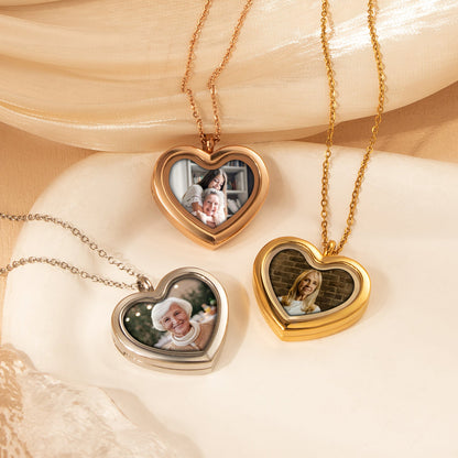 Heart Glass Photo Locket Necklace
