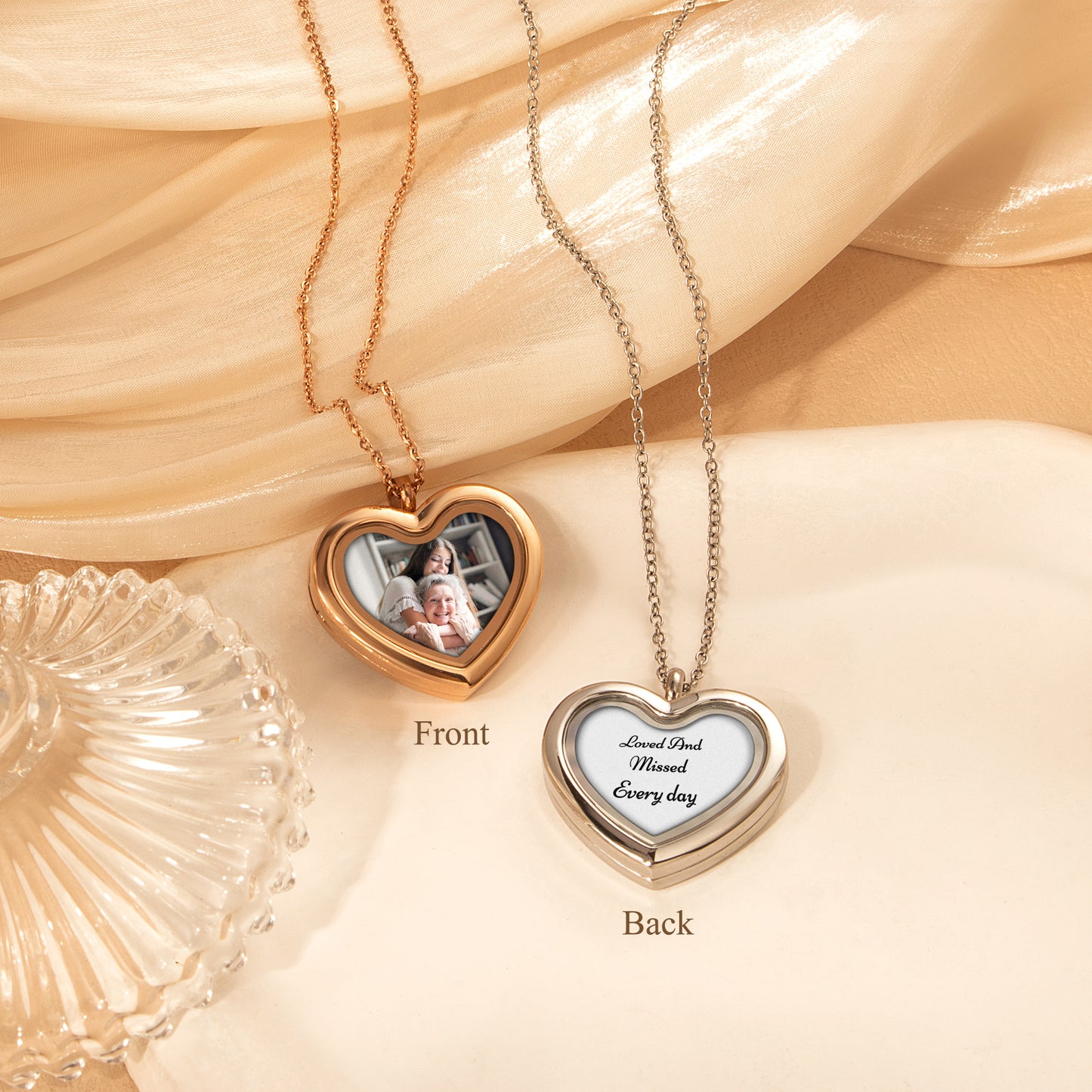 Heart Glass Photo Locket Necklace