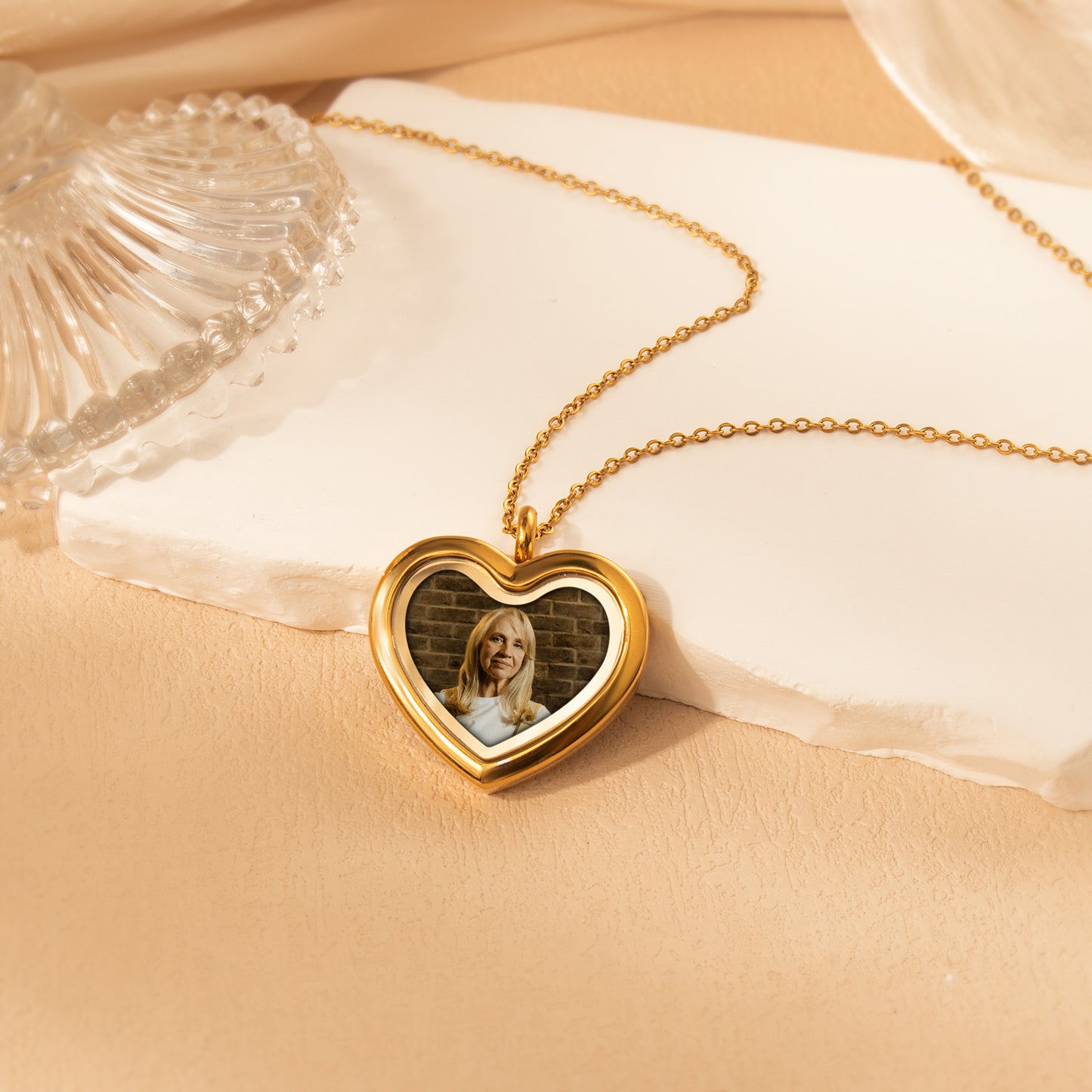 Heart Glass Photo Locket Necklace