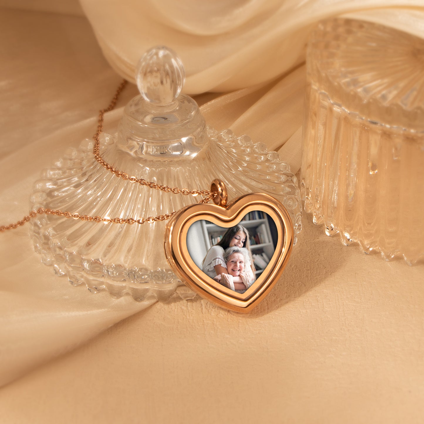 Heart Glass Photo Locket Necklace