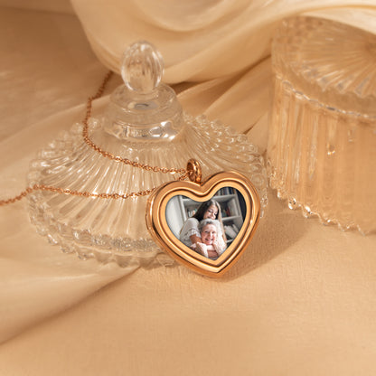 Heart Glass Photo Locket Necklace