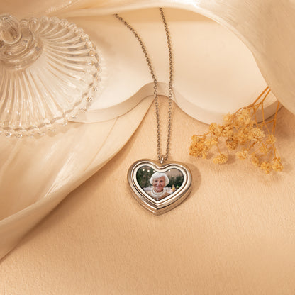 Heart Glass Photo Locket Necklace
