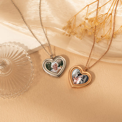 Heart Glass Photo Locket Necklace