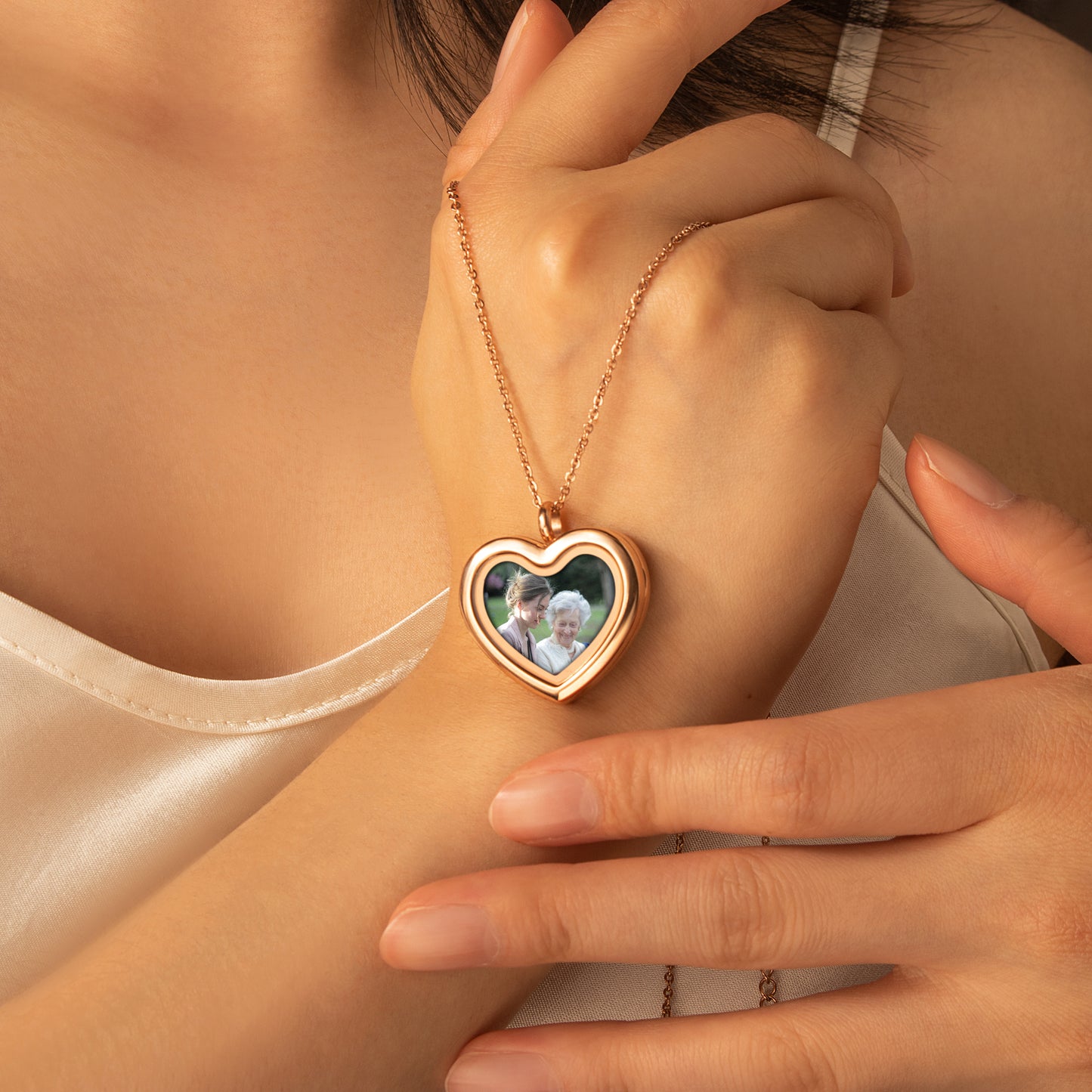 Heart Glass Photo Locket Necklace