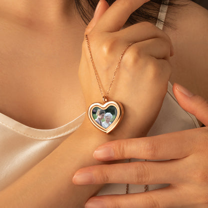 Heart Glass Photo Locket Necklace