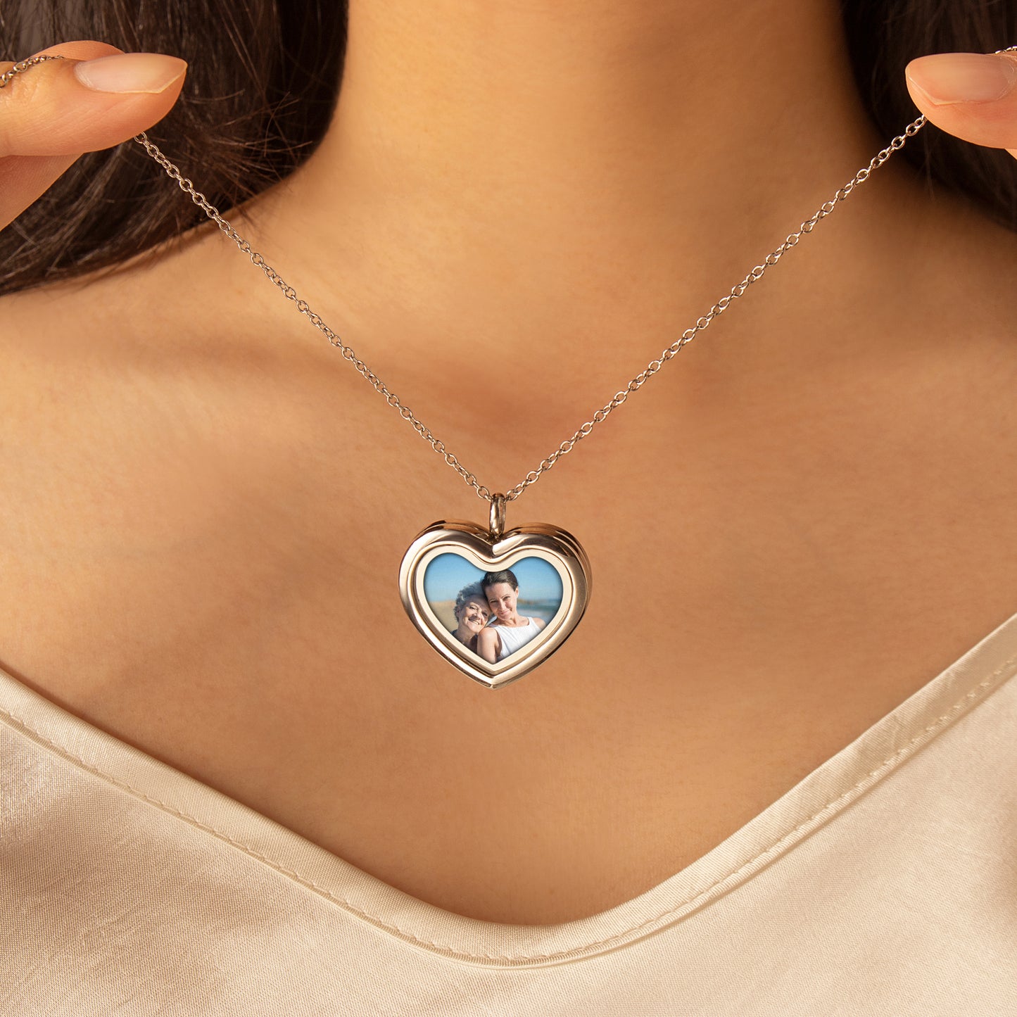 Heart Glass Photo Locket Necklace