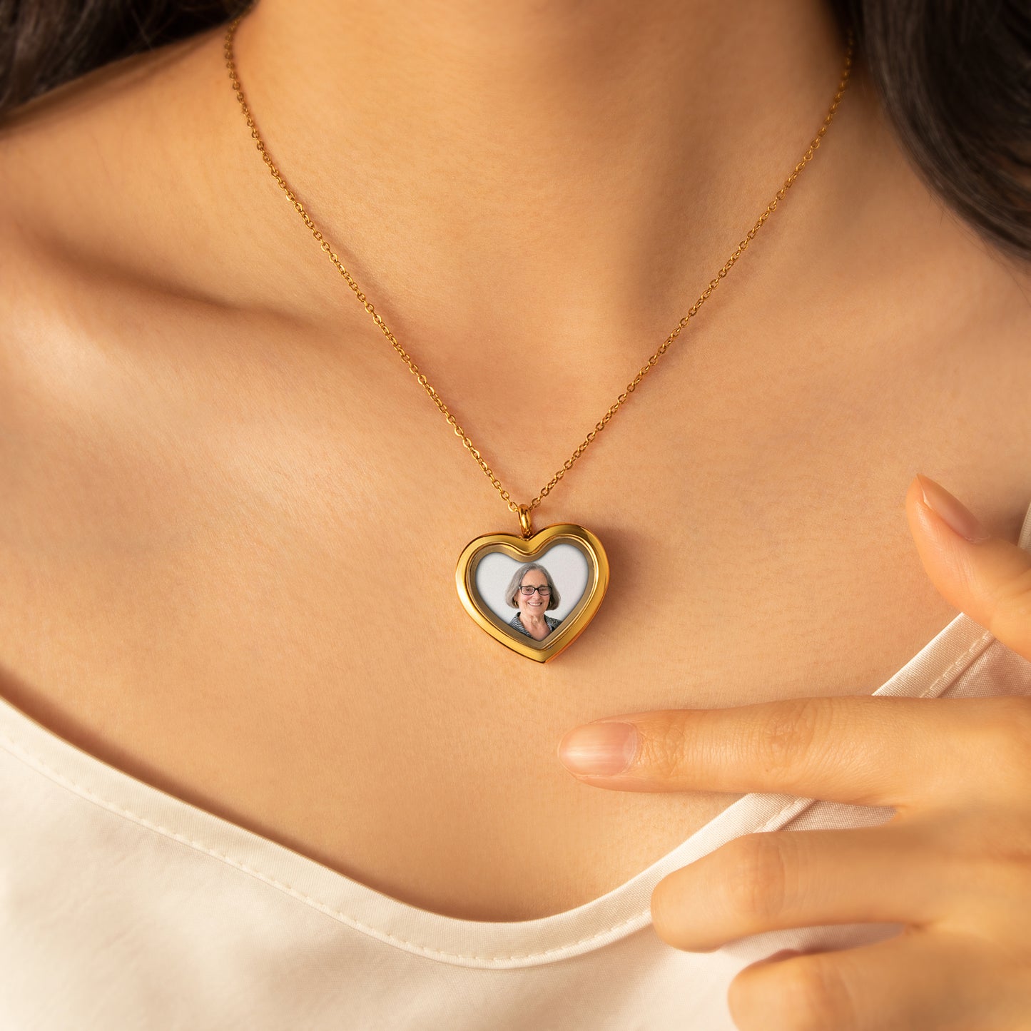 Heart Glass Photo Locket Necklace