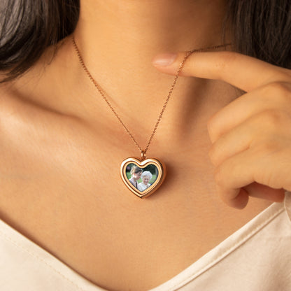 Heart Glass Photo Locket Necklace