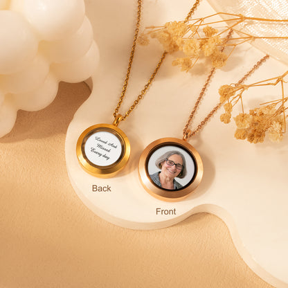 Glass Round Photo Locket Necklace