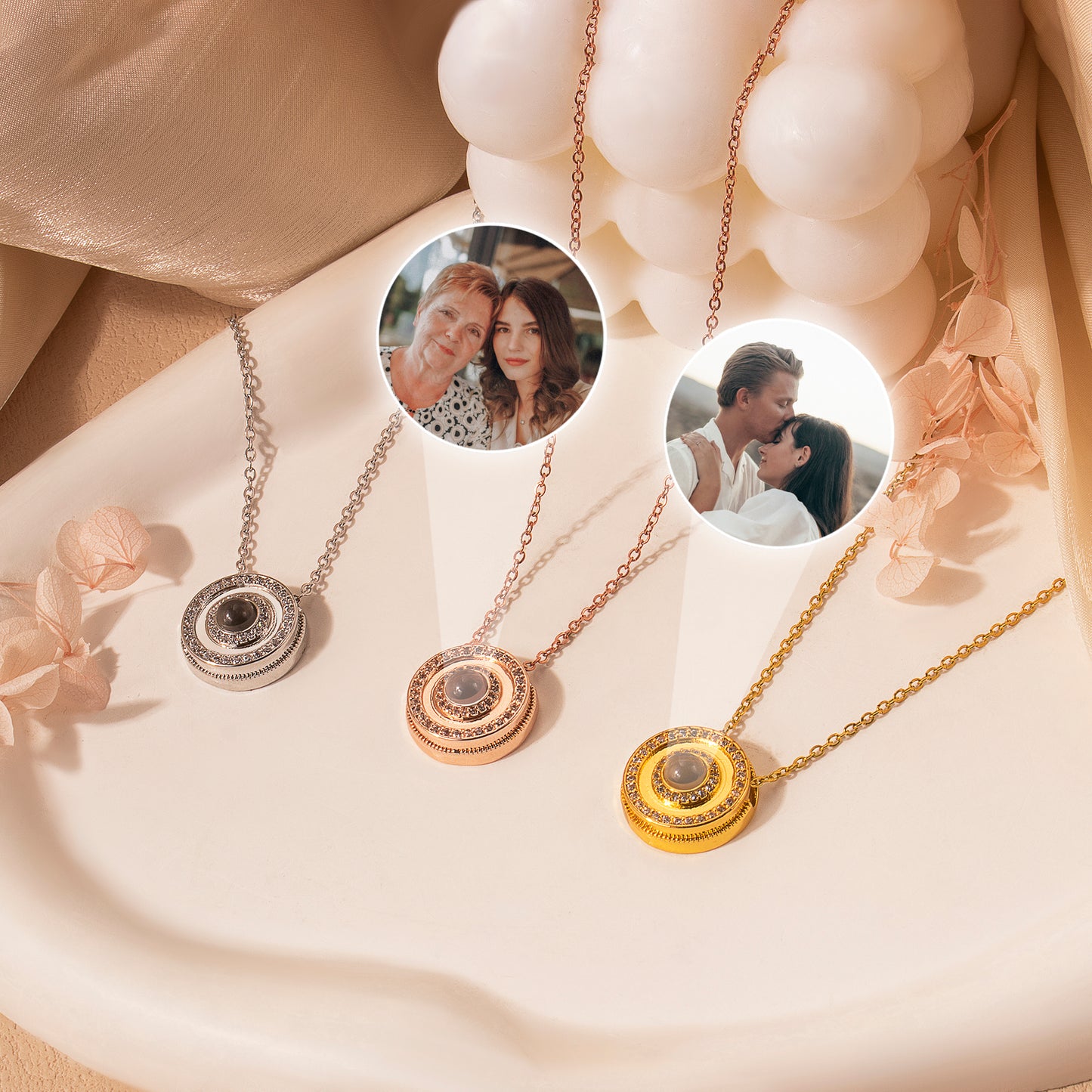 Round  Photo Projection Necklace