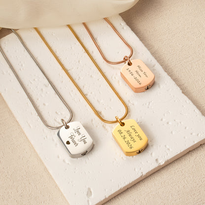 Vertical Engraving Dog Tag Memorial Necklace