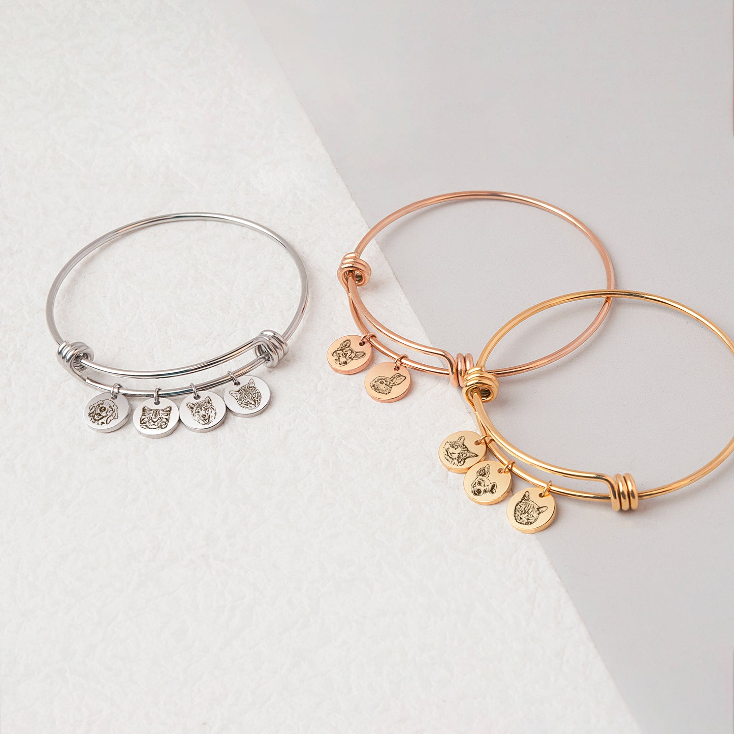 Custom Pet Portrait Charm Adjustable Bracelet