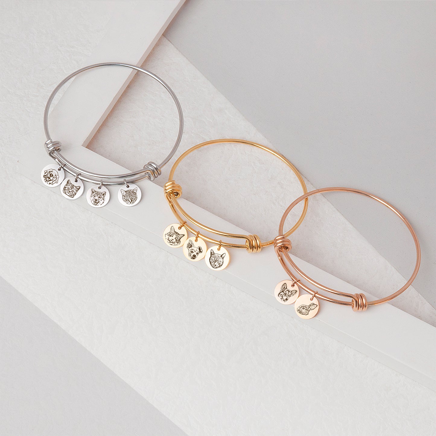 Custom Pet Portrait Charm Adjustable Bracelet