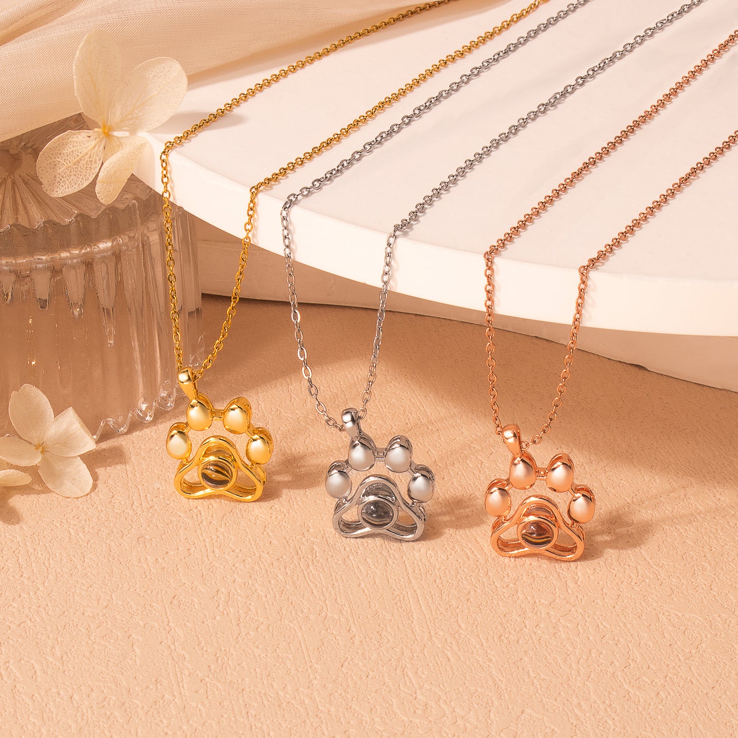 Paw Print Photo Photo Projection Necklace