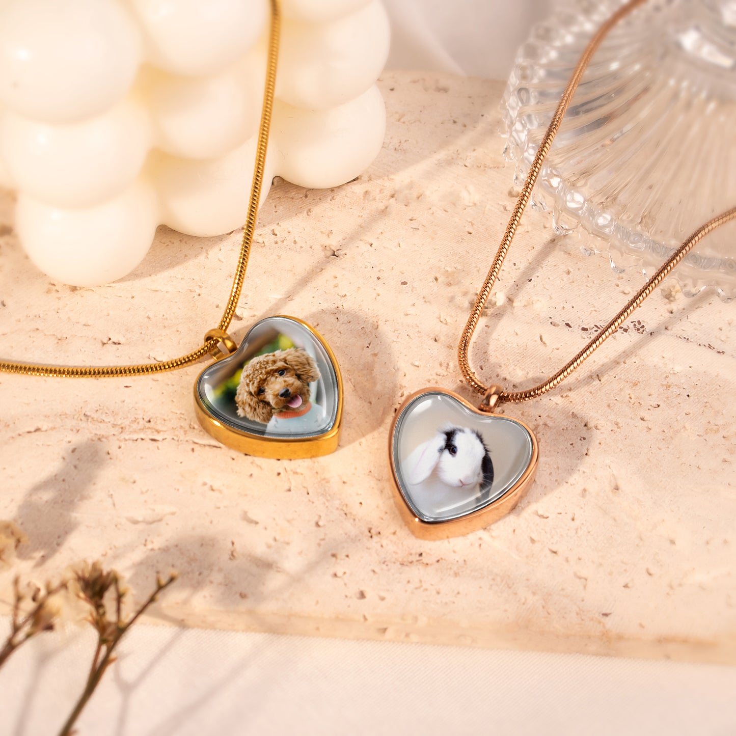 Heart Pet Memorial Ashes Holder Necklace with Photo