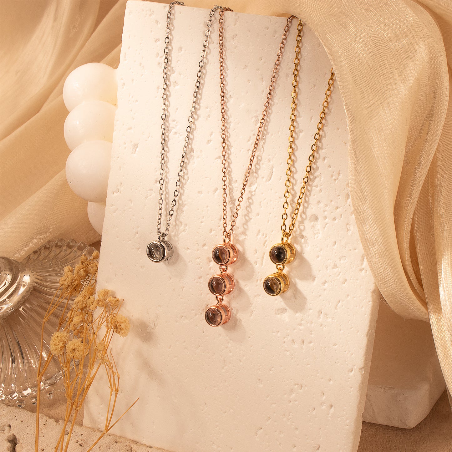 Round Multi-Photo Projection Necklace
