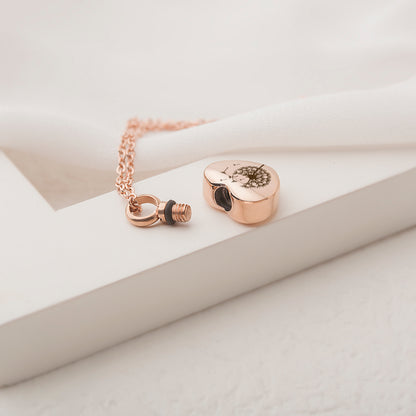 Birth Flower Mini Heart Memorial Necklace