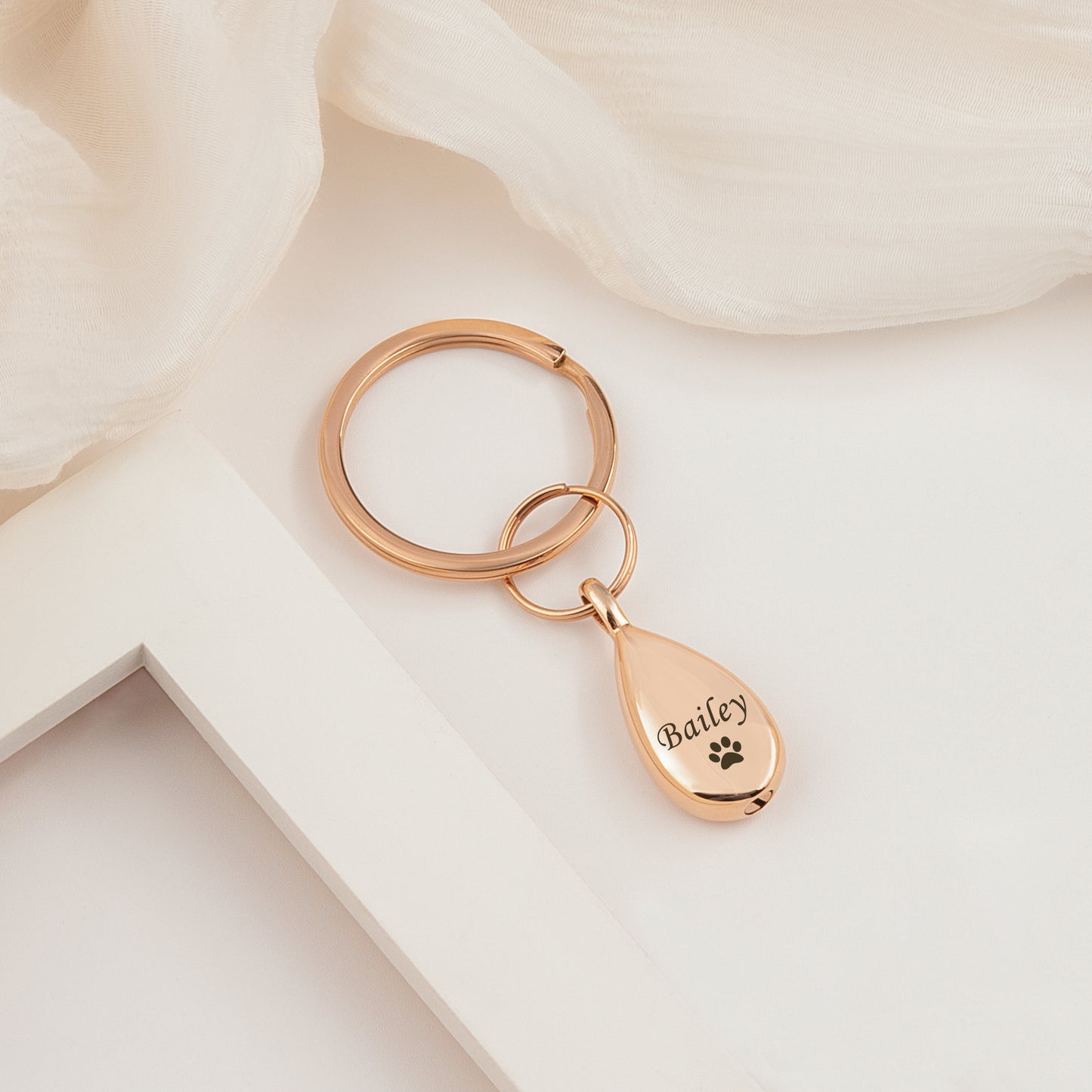 Pet Portrait Teardrop Memorial Key Chain