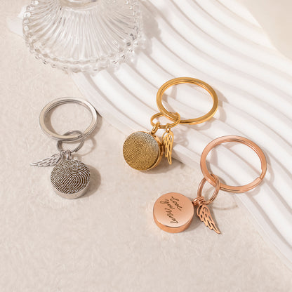 Round Fingerprint-Handwriting Coin Memorial Key Chain