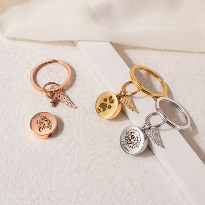 Round Pet Portrait Coin Memorial Key Chain