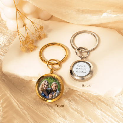 Glass Round Photo Locket Keychain
