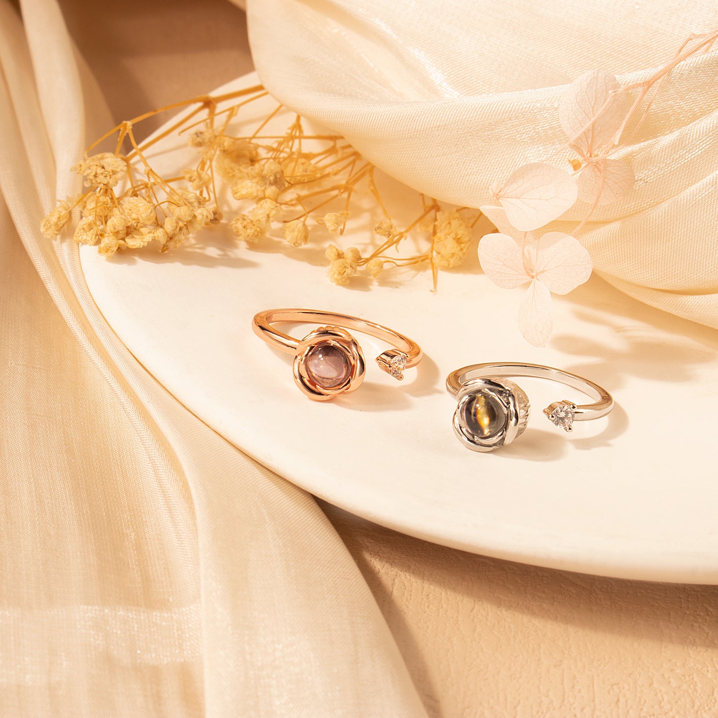 Rose Photo Projection Memorial Ring