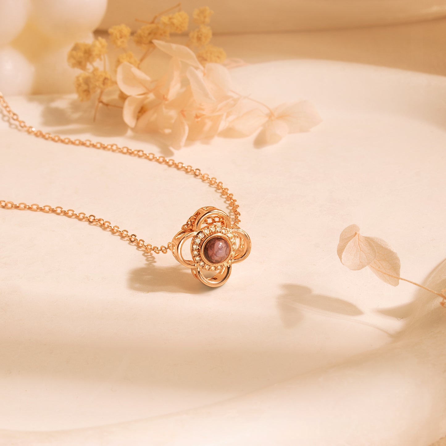 Clover Photo Projection Necklace
