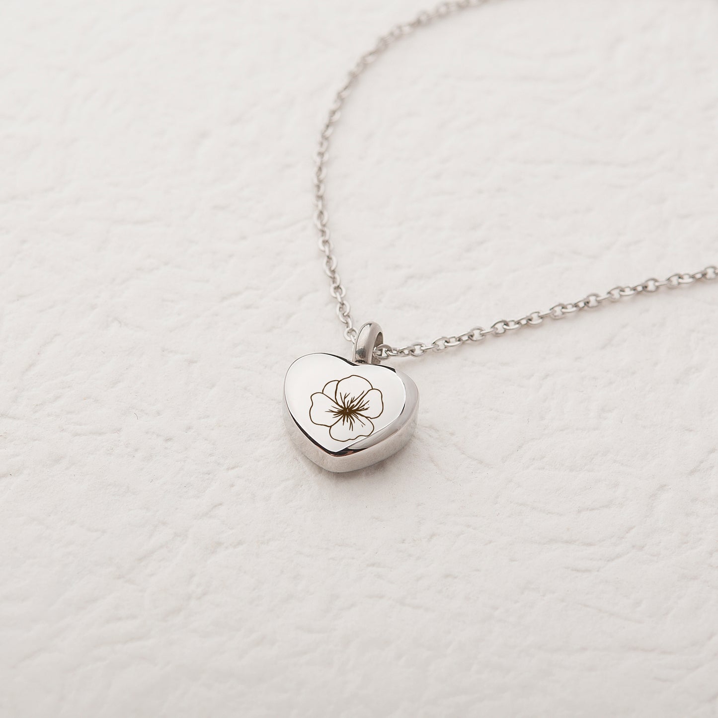 Birth Flower Mini Heart Memorial Necklace