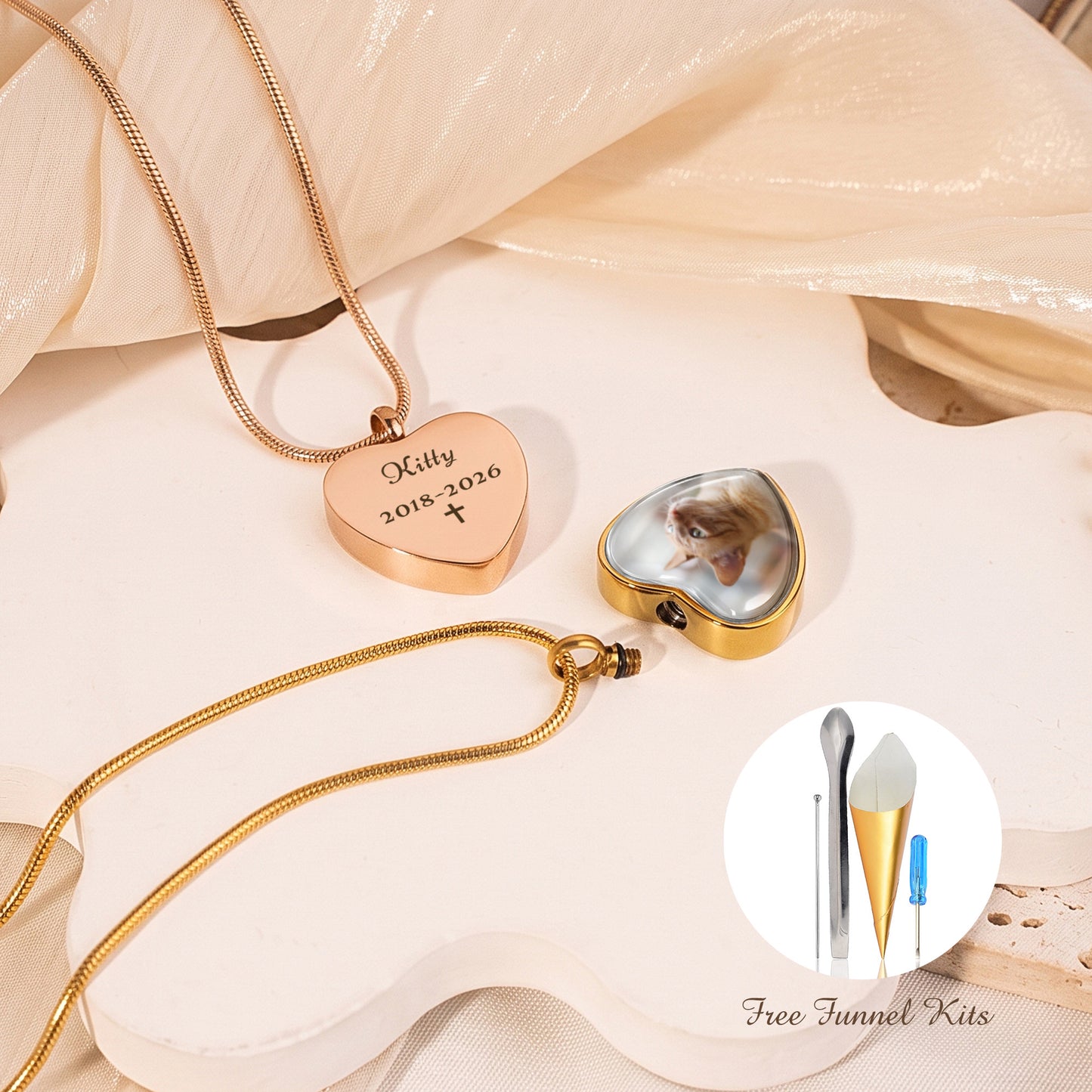 Heart Pet Memorial Ashes Holder Necklace with Photo